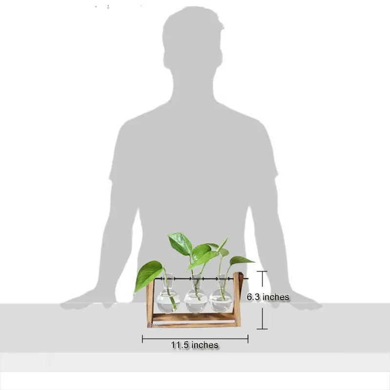 Террариум для растений с деревянной подставкой стеклянный держатель вазы