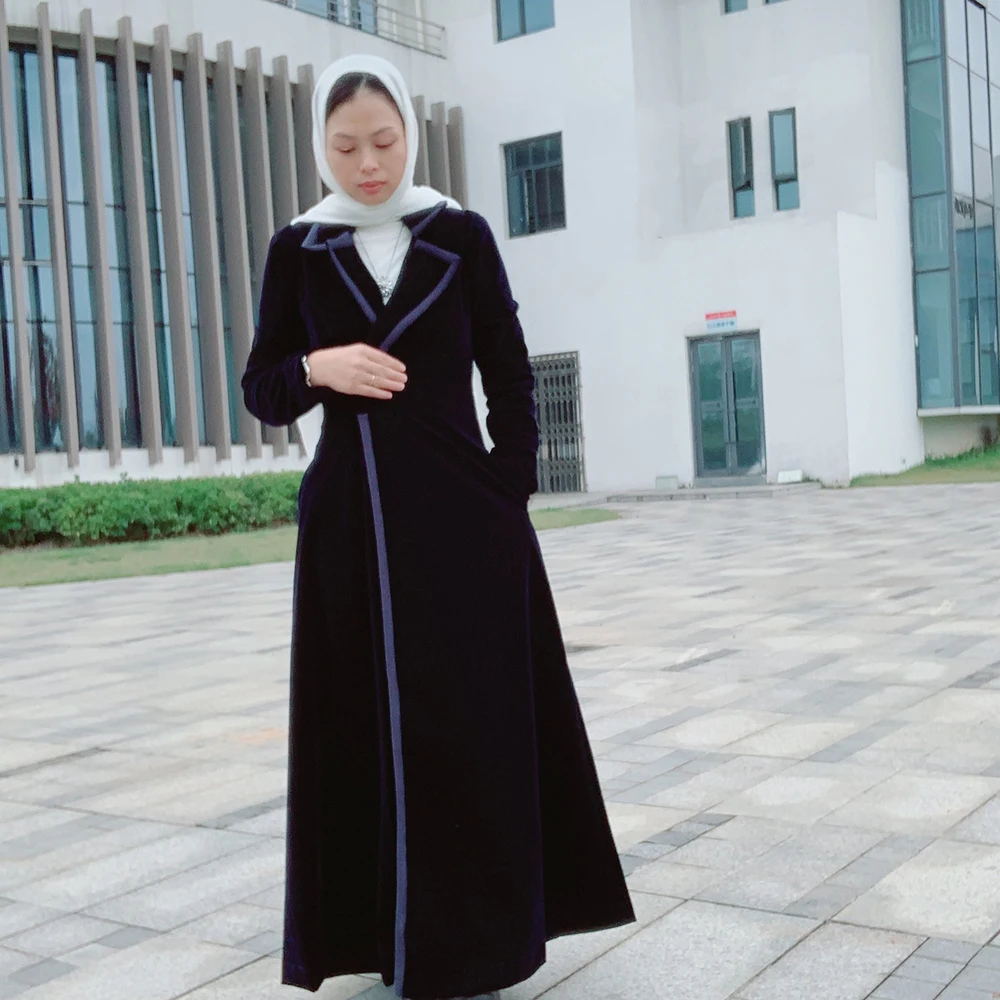 Бархатный халат, длинное кимоно для женщин, индейка, кафтан, открытая абайя для женщин, пальто Рамадан, арабское мусульманское платье, Caftan ...