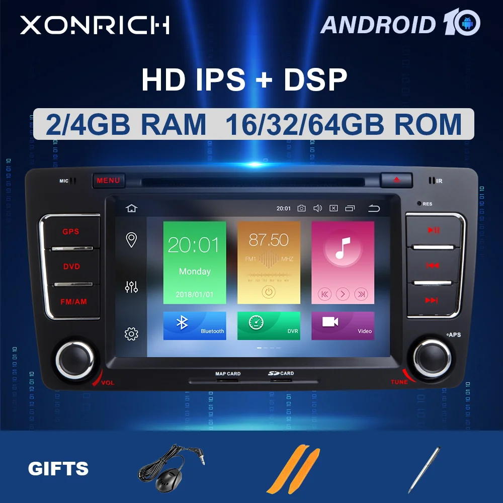 2Din Android 10 автомобильный DVD мультимедийный плеер для Skoda Octavia 2 3 A 5 A5 Yeti2009 20102011 2012 2013
