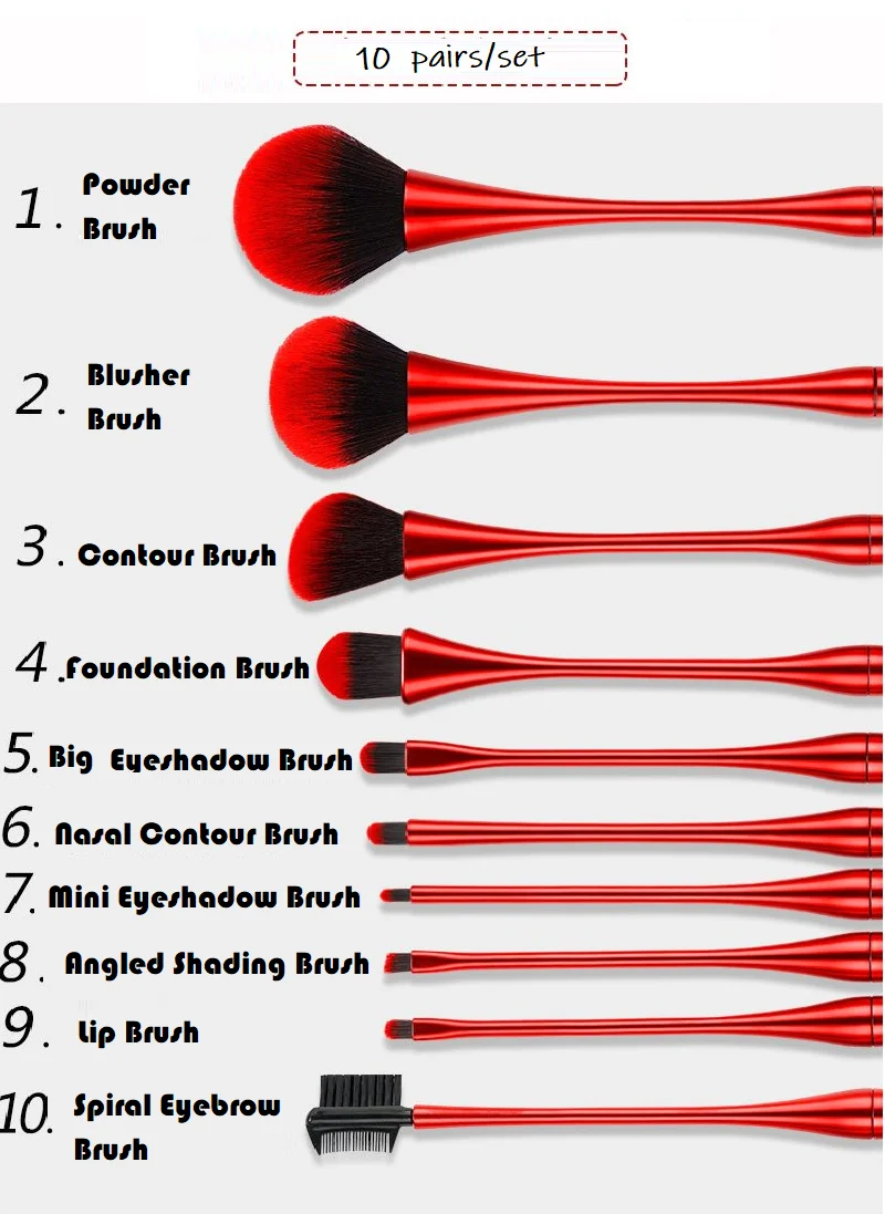 Набор кистей для макияжа 10 шт. тональной пудры румяна тени век консилер Кисть губ