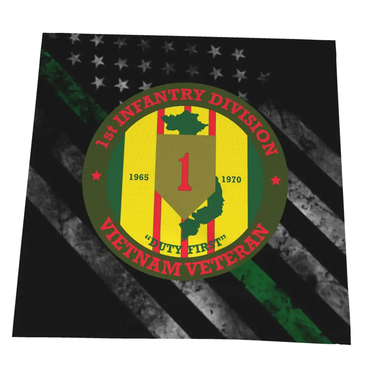 

1st Infantry Division Vietnam Veteran Reusable Washable Napkins Bathroom Roll Cleaning Cloth Kitchen Unpaper Towel Soft Dining