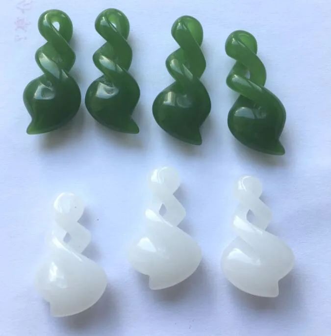 Кулон dh 0044 зеленый нефритовый двойной твист резьба в новозеландском маори стиле