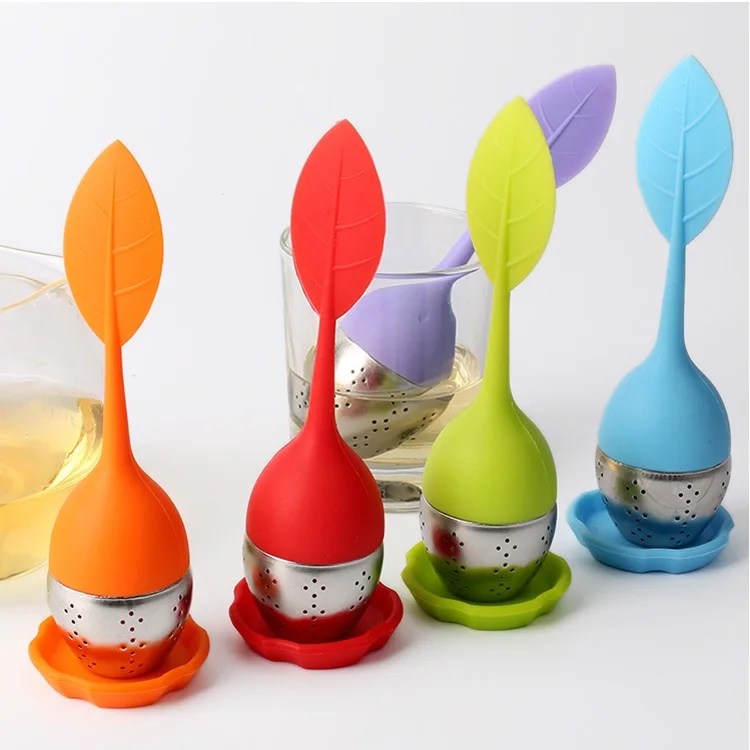 

5 Colors Stainless Steel Tea Strainers Silicone Loose Tea Leaf Strainer Herbal Spice Infuser Filter Diffuser Household Teaware