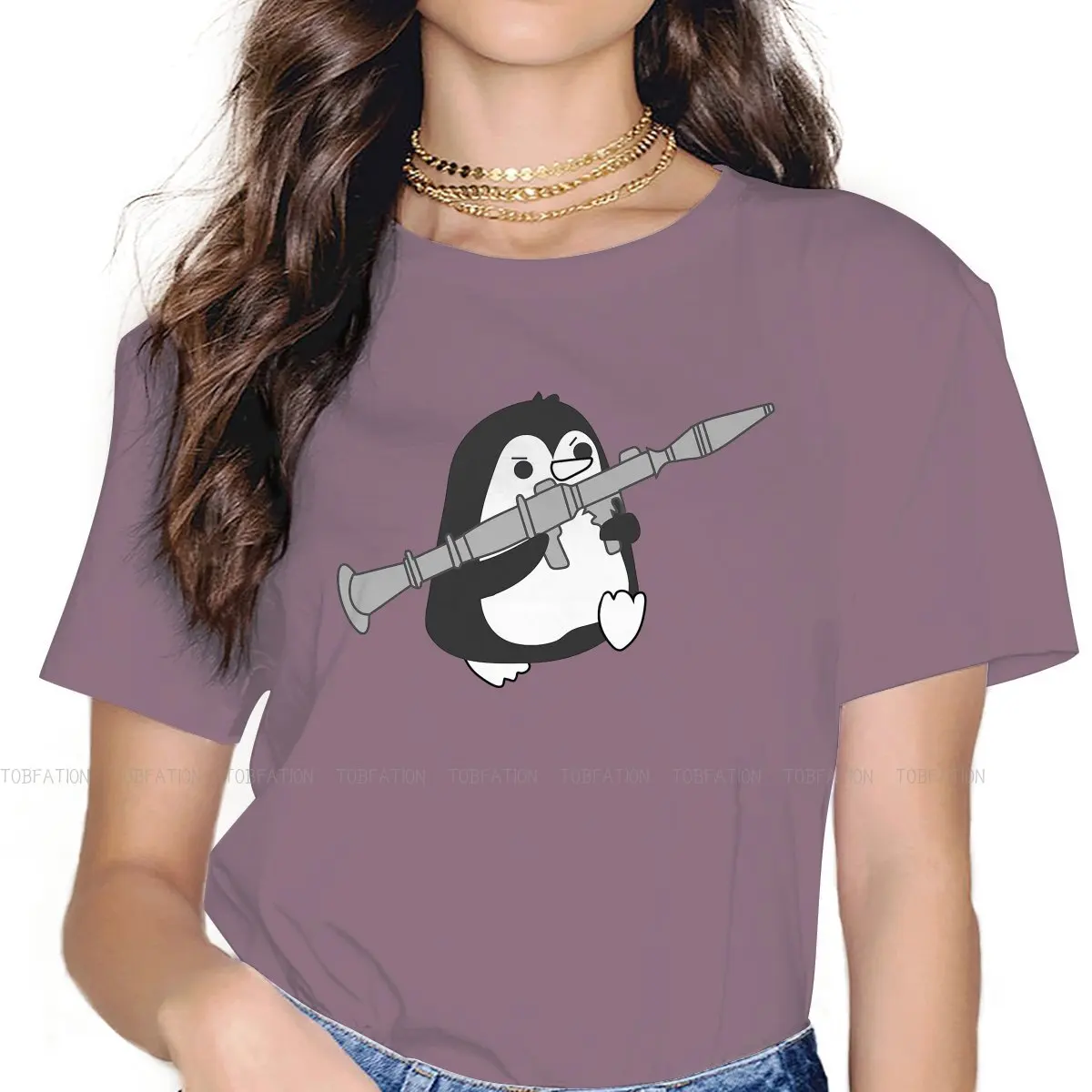 

Новинка, футболки с изображением ракетного пускового устройства PINGU, топы в стиле мультяшной ТВ-сериала для девушек, футболка большого разм...