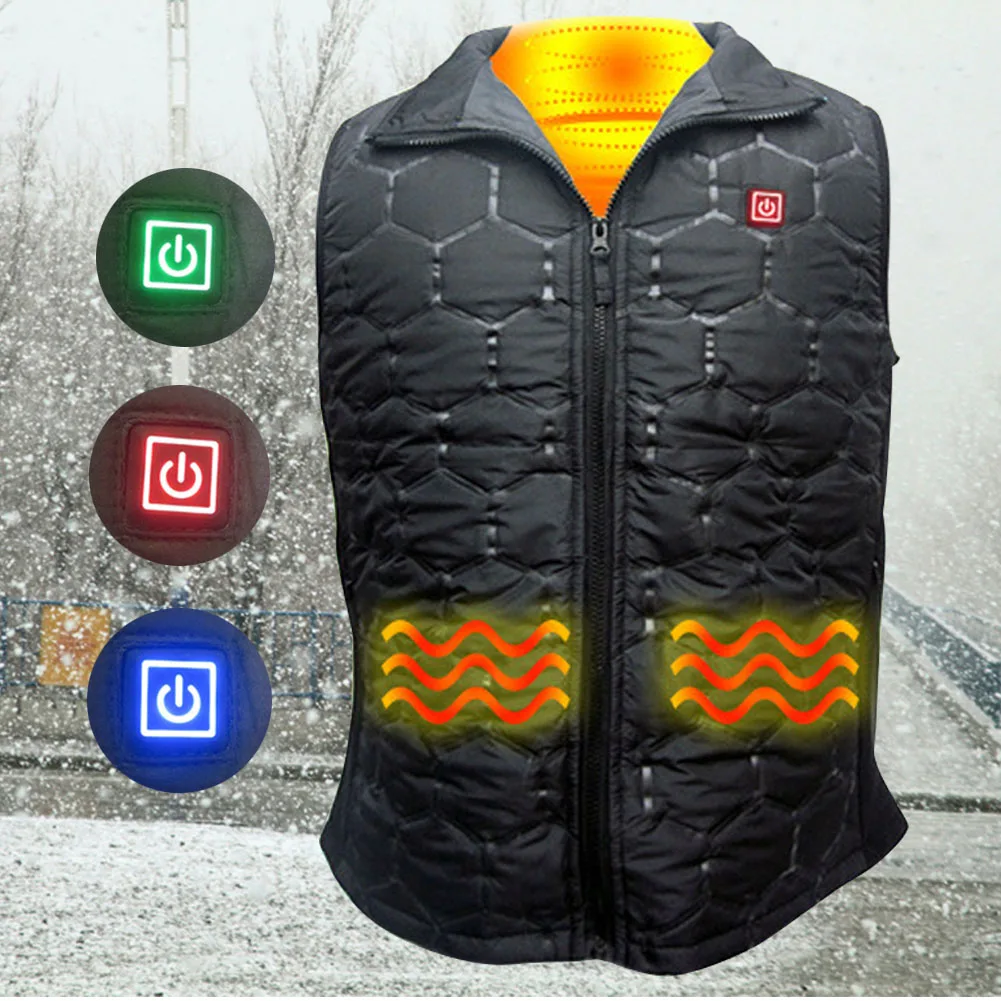

3speed Men Women Temperature Adjust Electric Winter Hiking Waterproof Travel Heating Vest Thermal USB Charging Windproof Warm