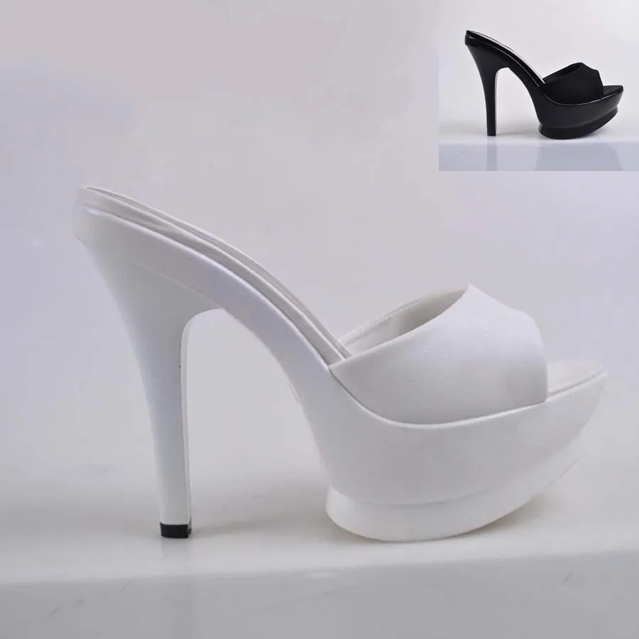 

Женские шлепанцы на очень высокой платформе, черные и белые, лето 2019 г., тапочки на платформе