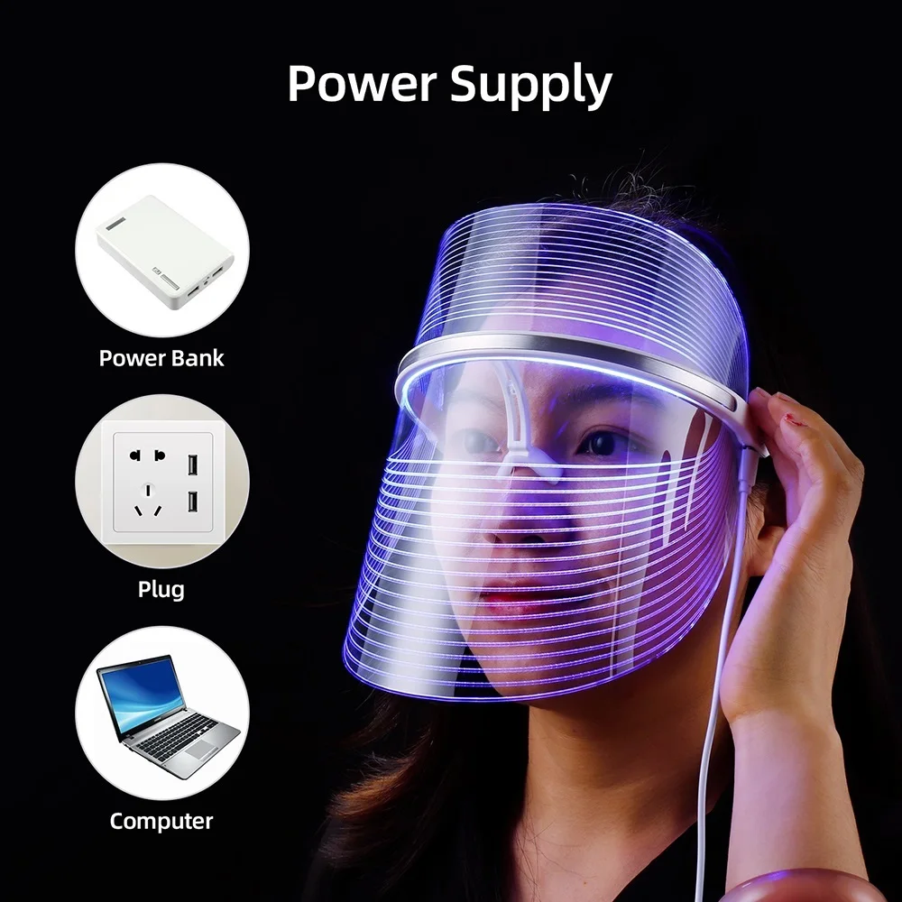 

Led Light Therapy Facial Mask Skin Rejuvenation Machine Red Blue Orange 3 Colors Anti Acne Removal Wrinkle Korean Photon Beauty