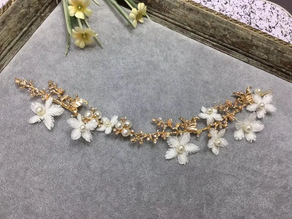 Свадебная тиара Стразы ручной работы повязки на голову для невесты белый
