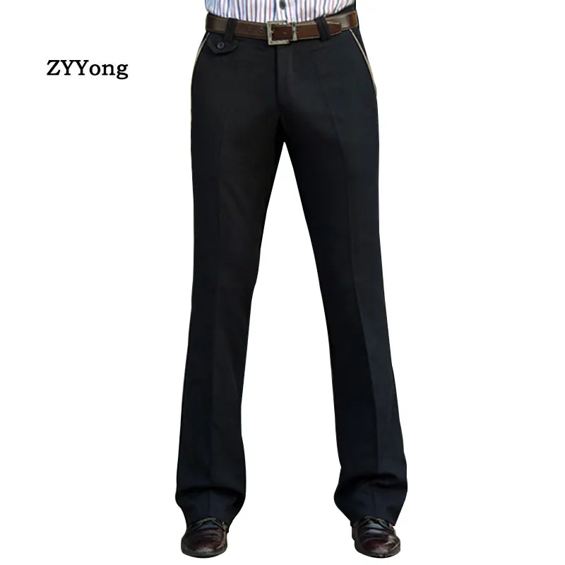 Новые мужские расклешенные брюки деловые повседневные в британском стиле для