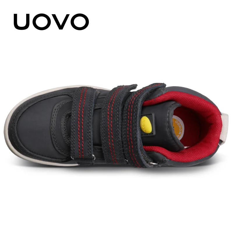Uovo осень-зима Детская мода повседневная обувь Лидер продаж Обувь для мальчиков и девочек Mid-CUT совета Обувь дети Спортивная обувь размер EUR 28#-39