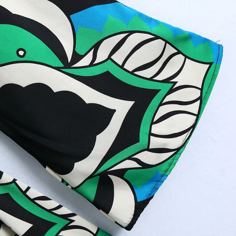 

New Fashion Printing Slim Women V-Neck Elastic 2021 Beach Style Long Sleeve Sashes Pink Casual Street Vacation Top BHN0762