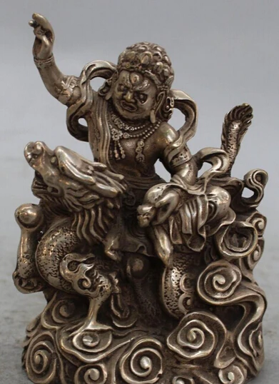  517 +++ китайская тибетская буддистская Серебряная белая статуя близнеца Маммона