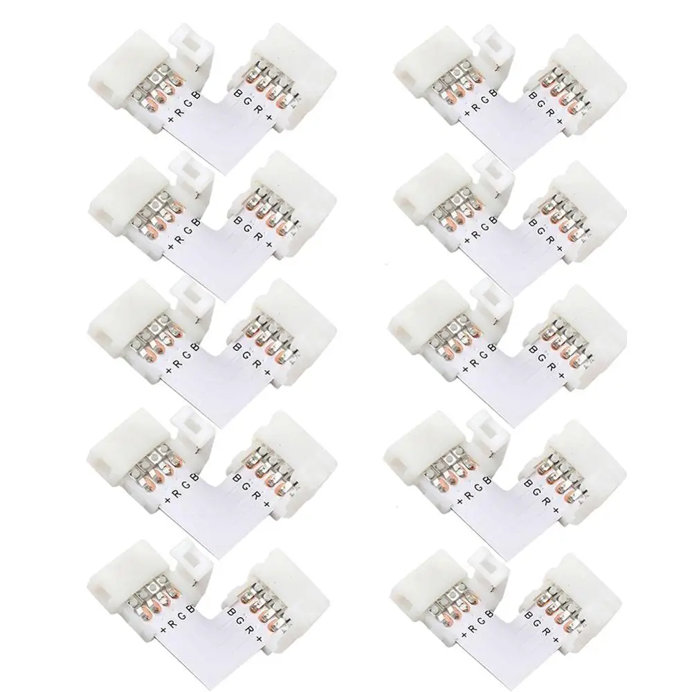 10 мм 4 Pin-код L Форма светодиодный Rgb Разъем для подключения угловая под прямым