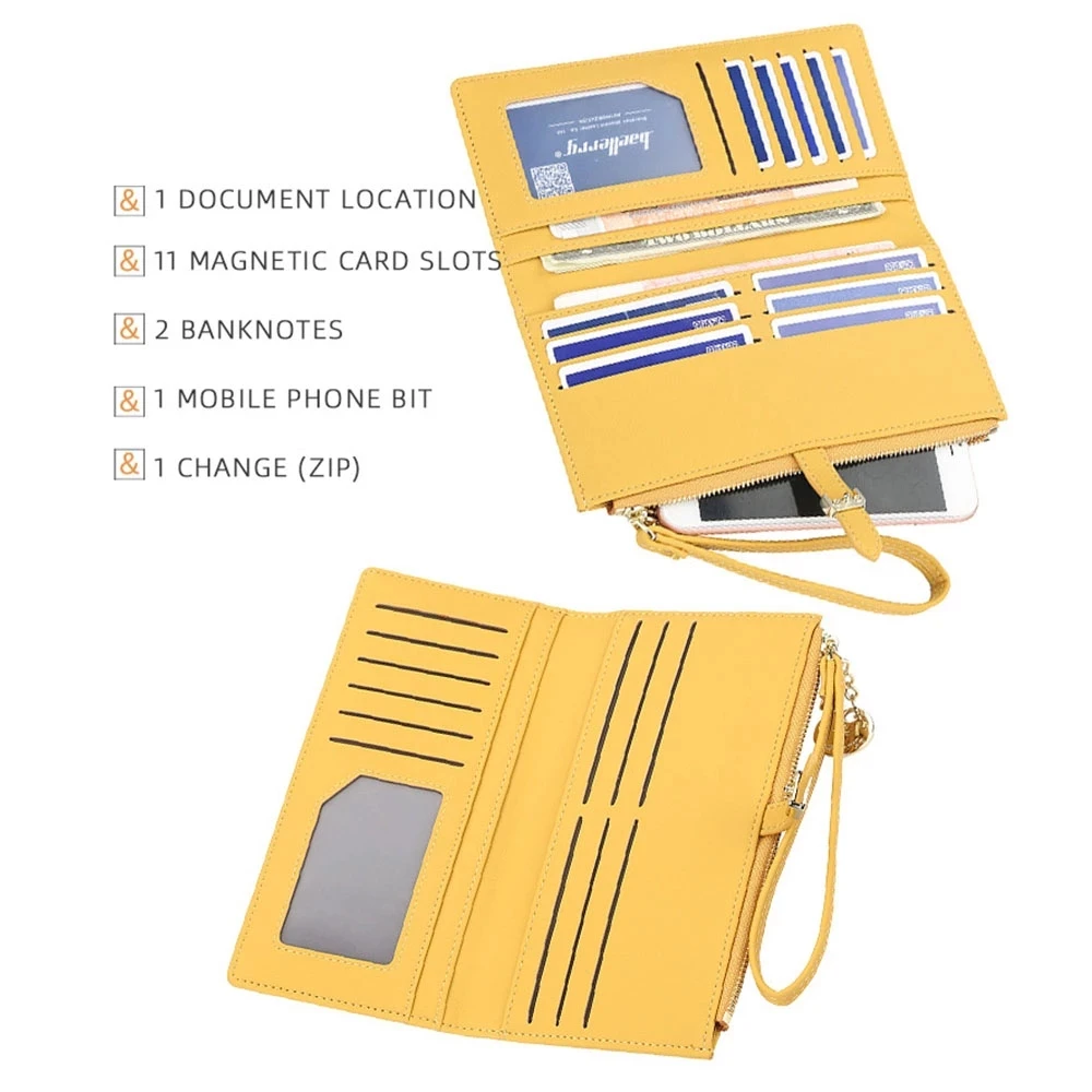 2021 Women Wallets Free Name Engraving Fashion Long Top Quality Slim Female Purse Card Holder Yellow Brand Wallet For Women