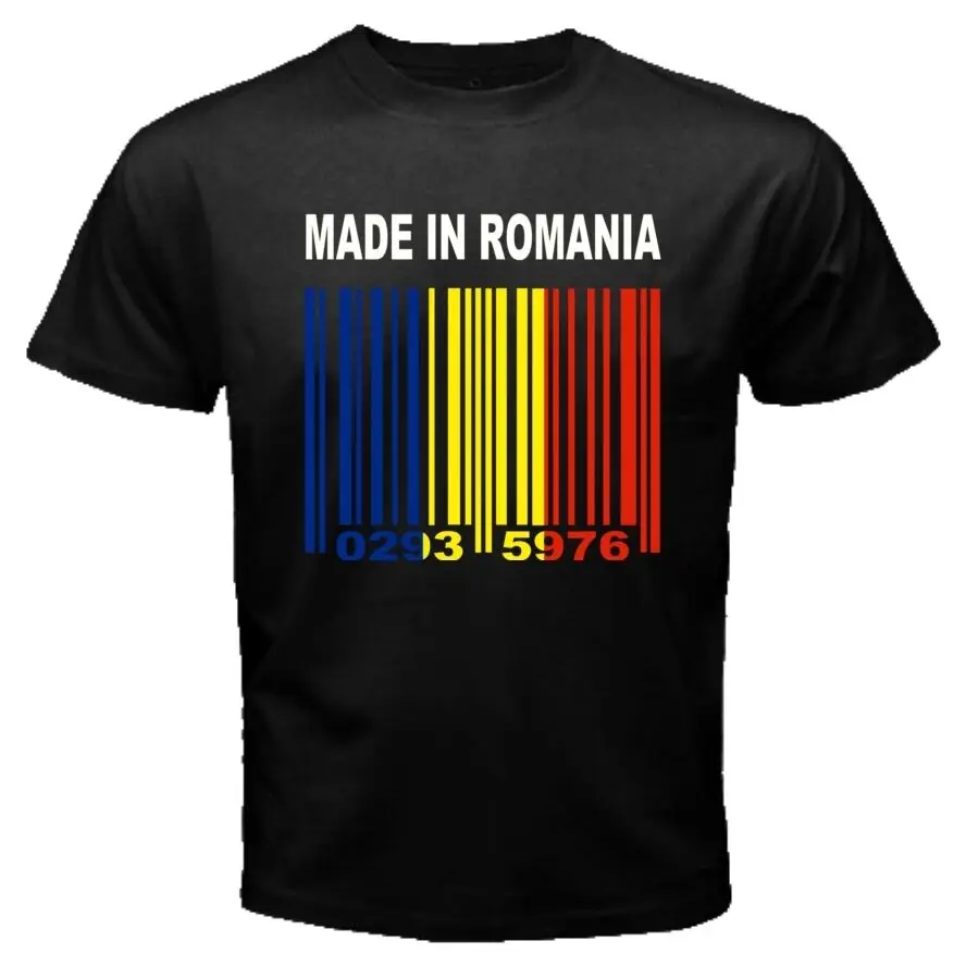 

MADE IN ROMANIA Romanian Bucharest Flag CUSTOM BARCODE NUMBERS T-Shirt Cotton O-Neck Short Sleeve Men's T Shirt New Size S-3XL