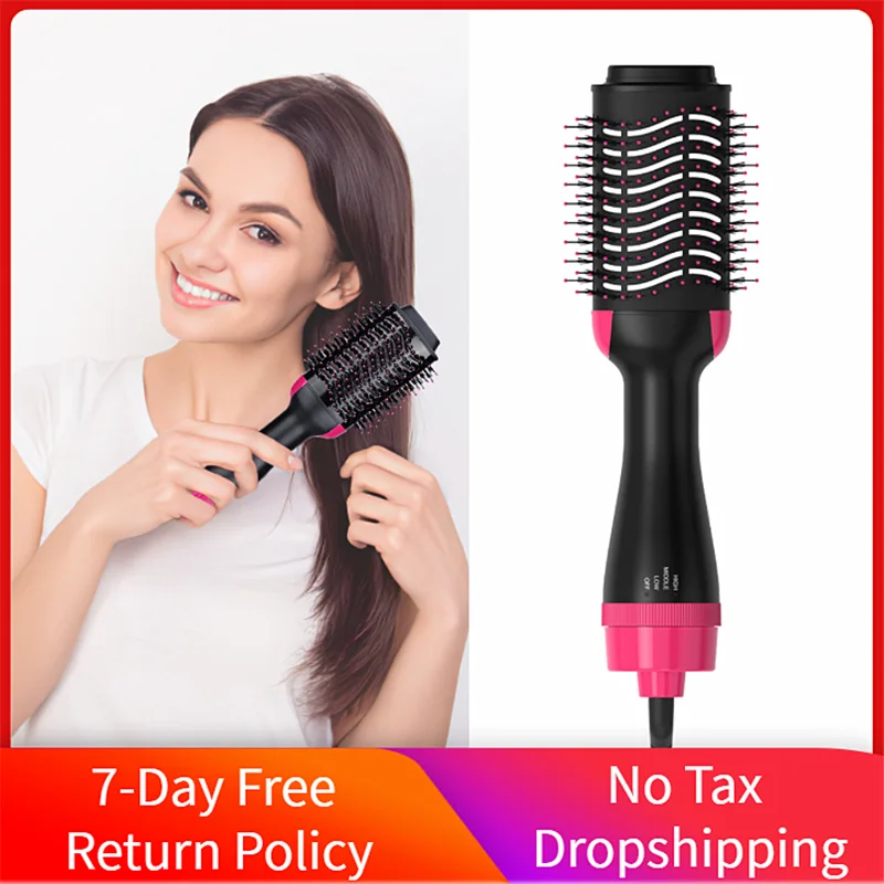 

Hair Dryer Hot Air Blower Brush 3 in 1 Salon Hair Straightener Curling Comb Styling Tools Electric Rotating Rollers Curler