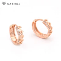 sz design fashion trendy elegant aaa cubic zircon dangle earrings 585 rose gold white gold stud earrings for women girl jewelry