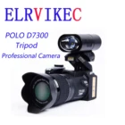 Цифровая камера ELRVIKEC POLO D7300, профессиональная однообъективная зеркальная видеокамера с автофокусом 33 миллиона пикселей, 24-кратный оптический зум, штатив с 3 HD-объективами