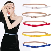 2020 new korean ladies pu belt decorative patent leather multi color thin belt casual pants belt