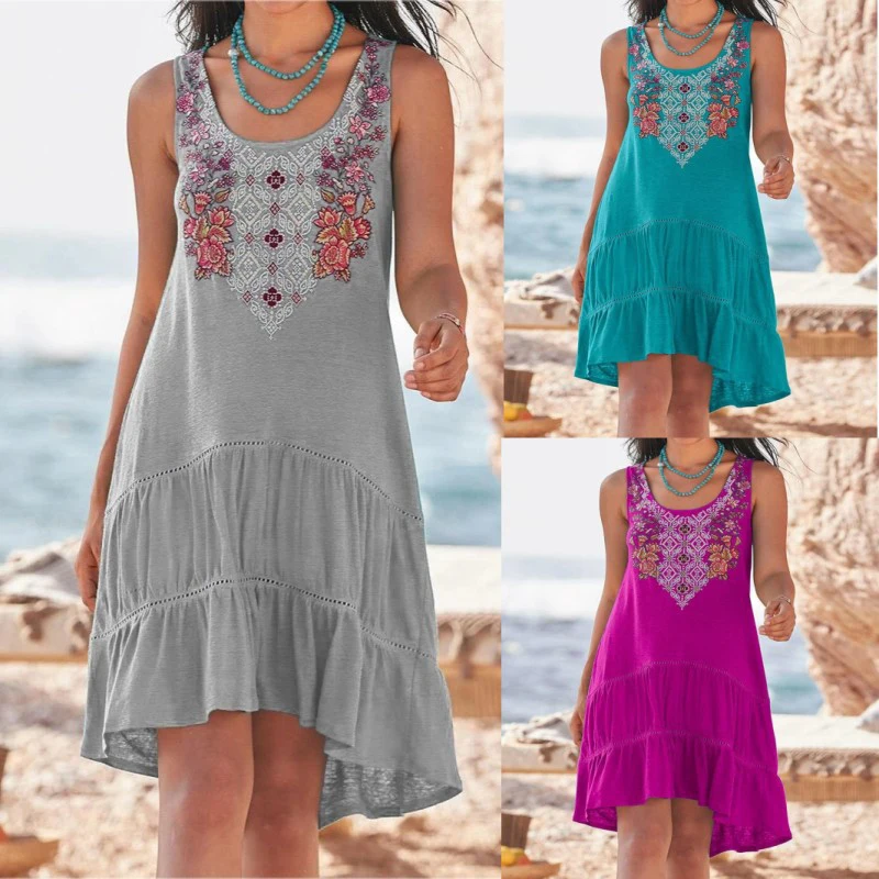 

Sexy Pattern Floral Print Vintage Party Dress Women One-piece Summer Off Shoulder Sleeveless Pleated Dress Spring A-Line Dresses