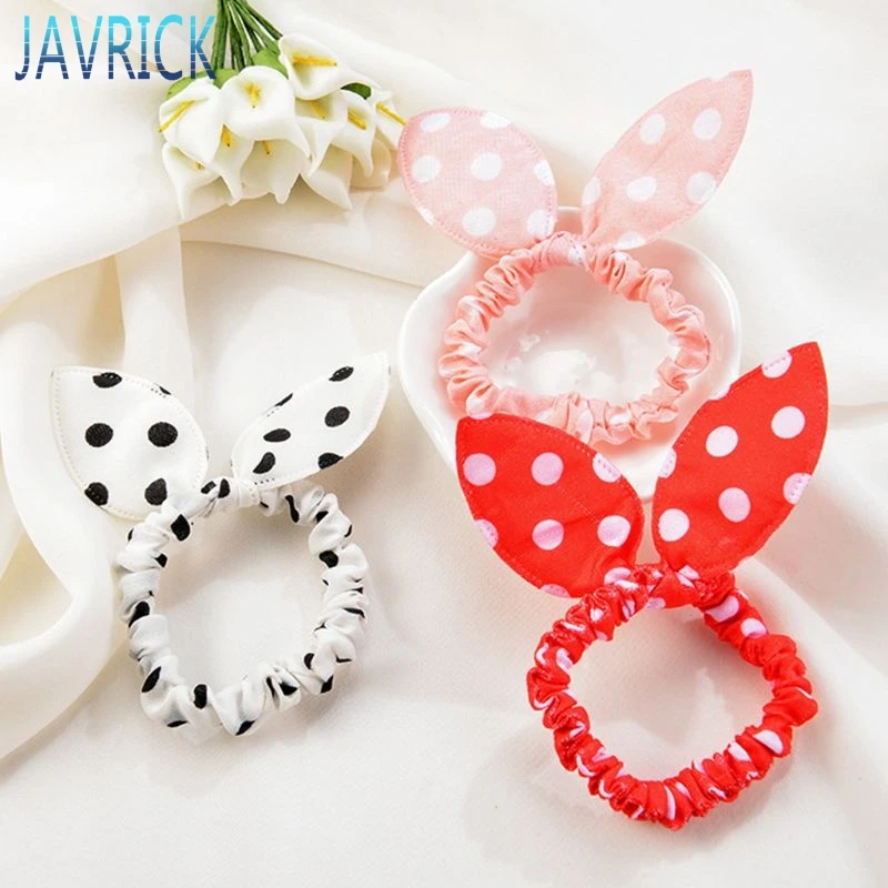 Женская Тканевая резинка для волос милый бант с кроличьими ушками заколка рюшами