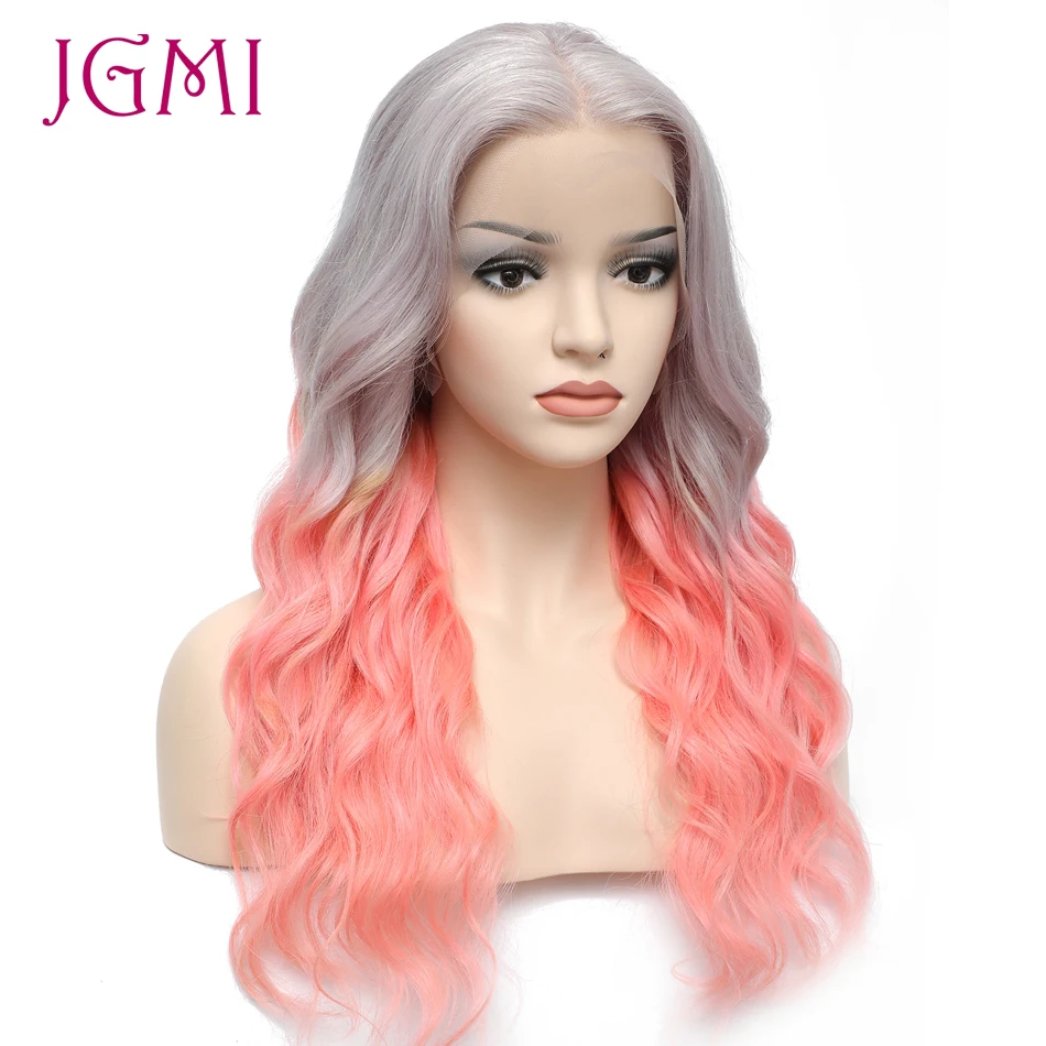 

JGMI New Grey Pink Body Wavy Lace Frontal Wigs 13X4 Lace Front Wig 150% Brazilian Remy Colored Human Hair Wigs For Women