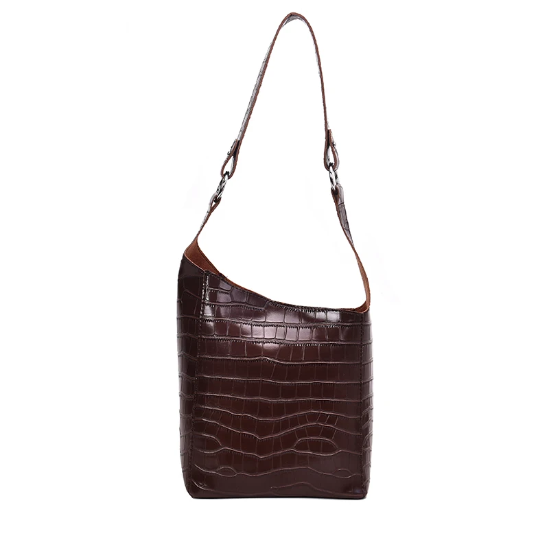 

SWDF 2019 Stone Pattern PU Leather Bucket Bags for Women Luxury Solid Color Shoulder Messenger Bag Lady Travel Purses Handbags