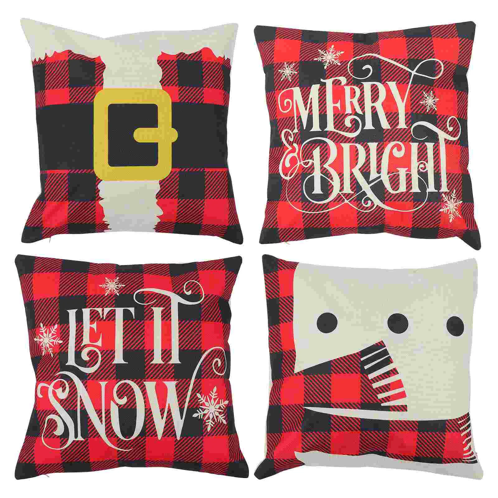 

4Pcs Christmas Pillow Covers Xmas Throw Pillow Cases Cushion Protective Case