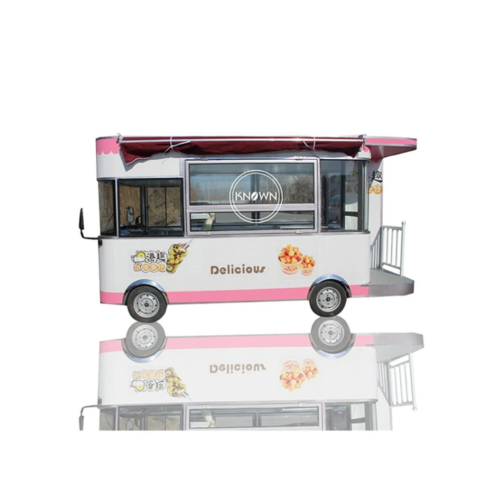 Удобная тележка на 4 колесах электрическая для пищевых продуктов закусок |