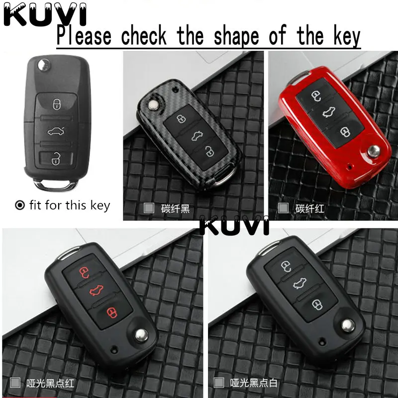key 1 Чехол для ключей автомобиля из углеродного волокна для VW Volkswagen Golf 4 5 6 Bora Jetta POLO Passat B5 B6 Skoda Superb Octavia Fabia SEAT Ibiza Leon - Название цвета: key 1