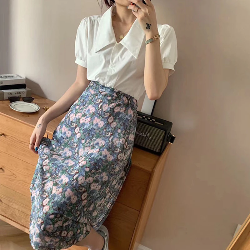 

9 Color Elegant Skirts Women Retro Chic Fashion Chiffon Summer New Vacation Ladies Clothing Popular Floral Korean Femme Skirt