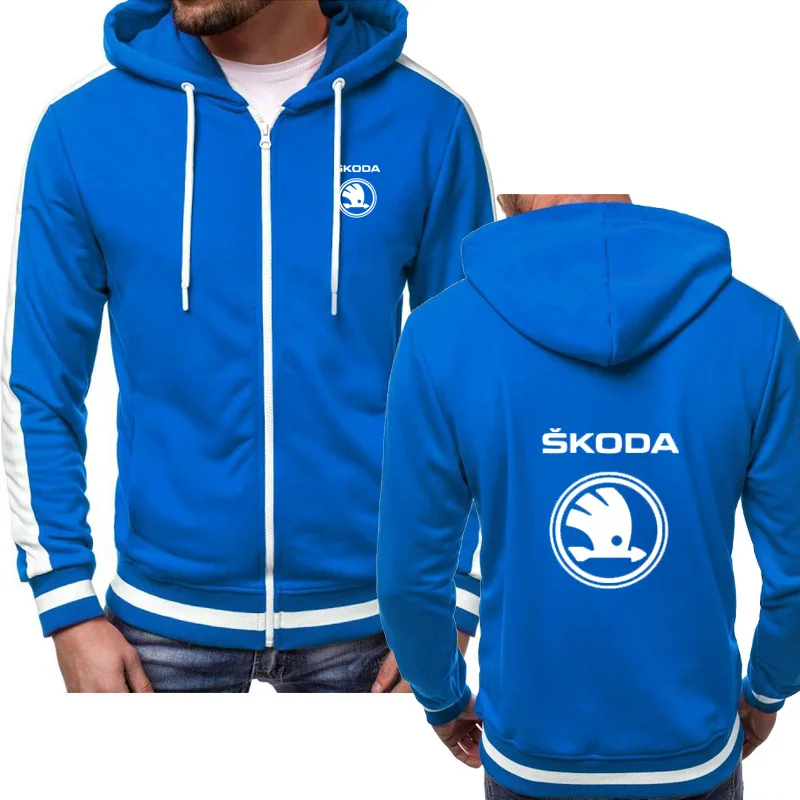 

2021 NEW Mens Sweatshirts Skoda Car Logo Print fashion Casual Long Sleeve Hooded zipper Jacket Man Hoody Clothing