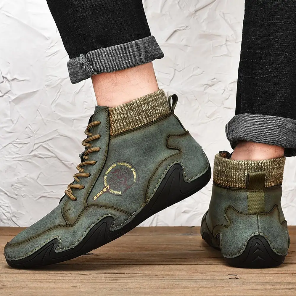 

2021 Autumn Winter men Boots Warm Ankle Snow Boots shoes with fur men Comfortable Fur Casual Shoes Men Shoes plus Size