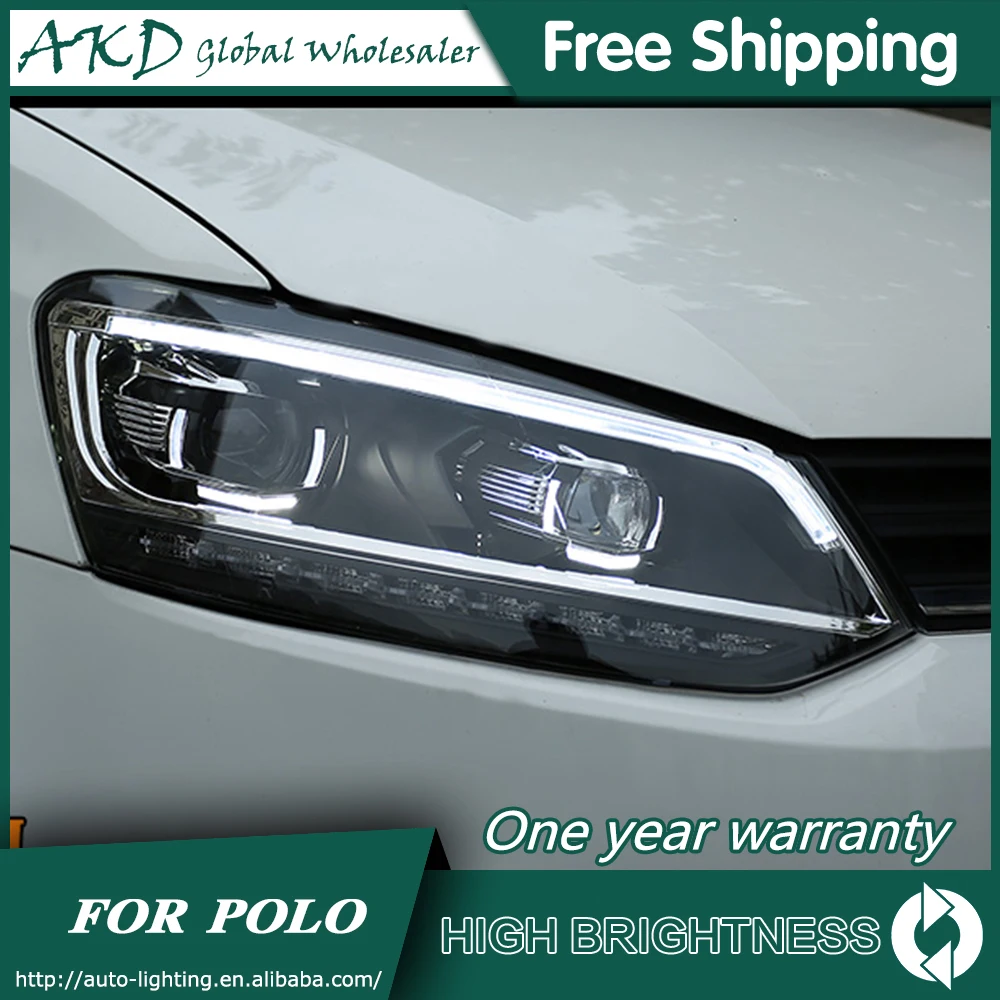 AKD автомобильный Стайлинг для 11-18 VW Polo фары Polo светодиодный фары DRL Биксеноновые линзы Высокий Низкий луч парковка Противотуманные фары аксессуары