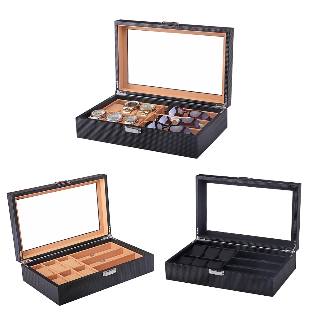 Kopen Top Glas 9 Slots Horloges Zonnebril Brillen Case Sieraden Display Organizer Showcase Winkel Retailer