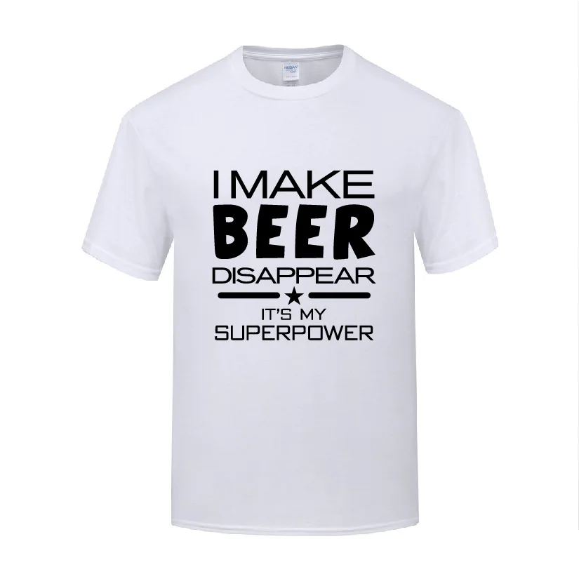 Забавная хлопковая футболка с надписью I Make Beer Disappear It's My Superpower милые мужские