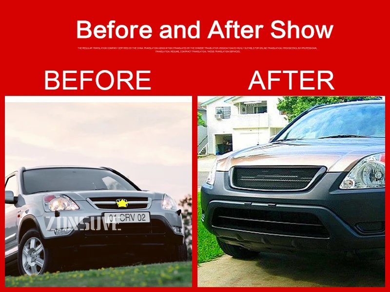 

Use For Honda CRV 2001--2004 Year Carbon Fibre Refitt Front Center Racing Grille Cover Accessorie Body Kit Zonsuve