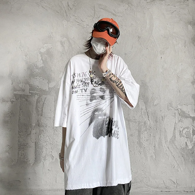

UNCLEDONJM Graffiti graphic t shirts streetwear harajuku oversized t shirt HIP HOP Retro t shirt Tops Tees goth clothes 1118