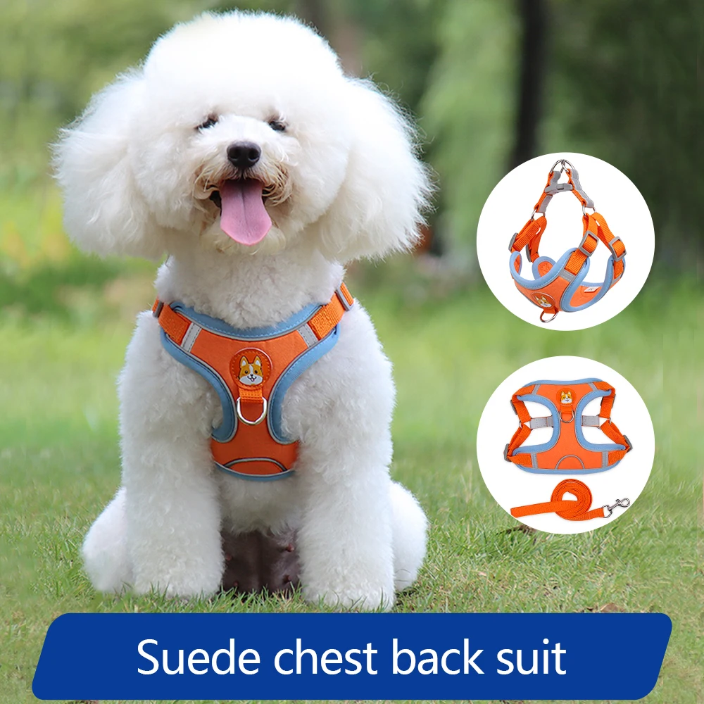 

Adjustable Medium And Small Naughty Dog Vest Reflective Pet Dog Harness And Leash Suit Training Chest Harness Traction For Walk