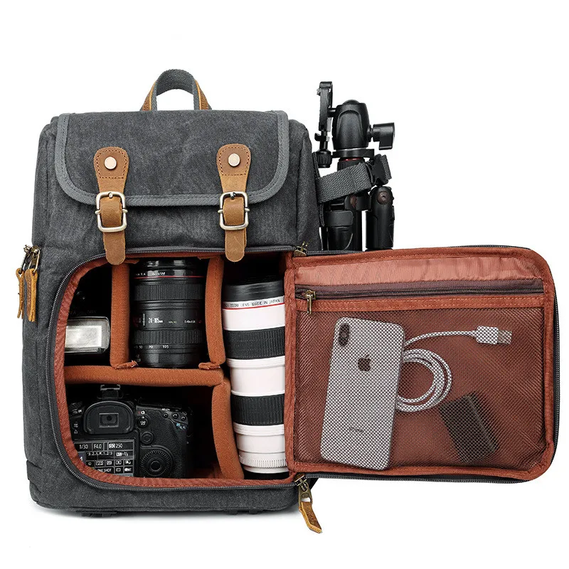 

Вместительная Холщовая Сумка для фотосъемки Batik, уличный водонепроницаемый рюкзак на плечо для камеры Canon, Nikon, Sony, DSLR, SLR