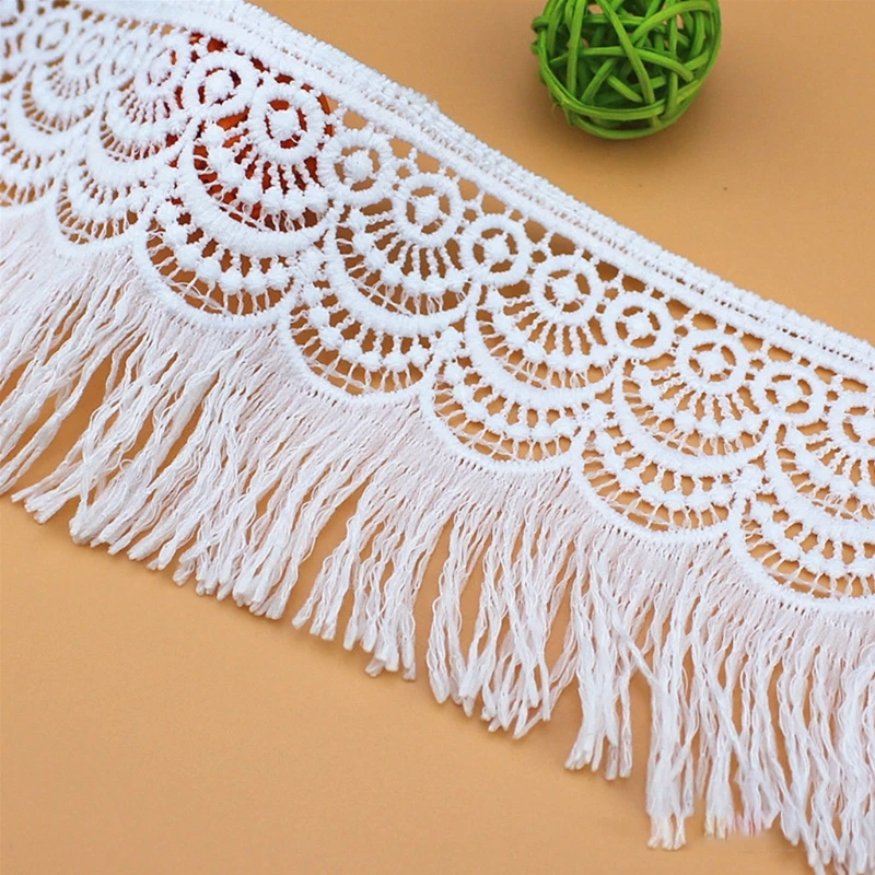 

M2EA Lace Tassel Home Furnishing(1yards) Lace Ribbon Wedding Decoration Lovely Gift Packing Polyester Material White Hollow