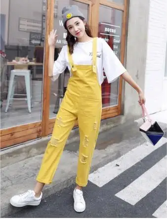 Летний осенний джинсовый комбинезон женские свободные джинсовые комбинезоны