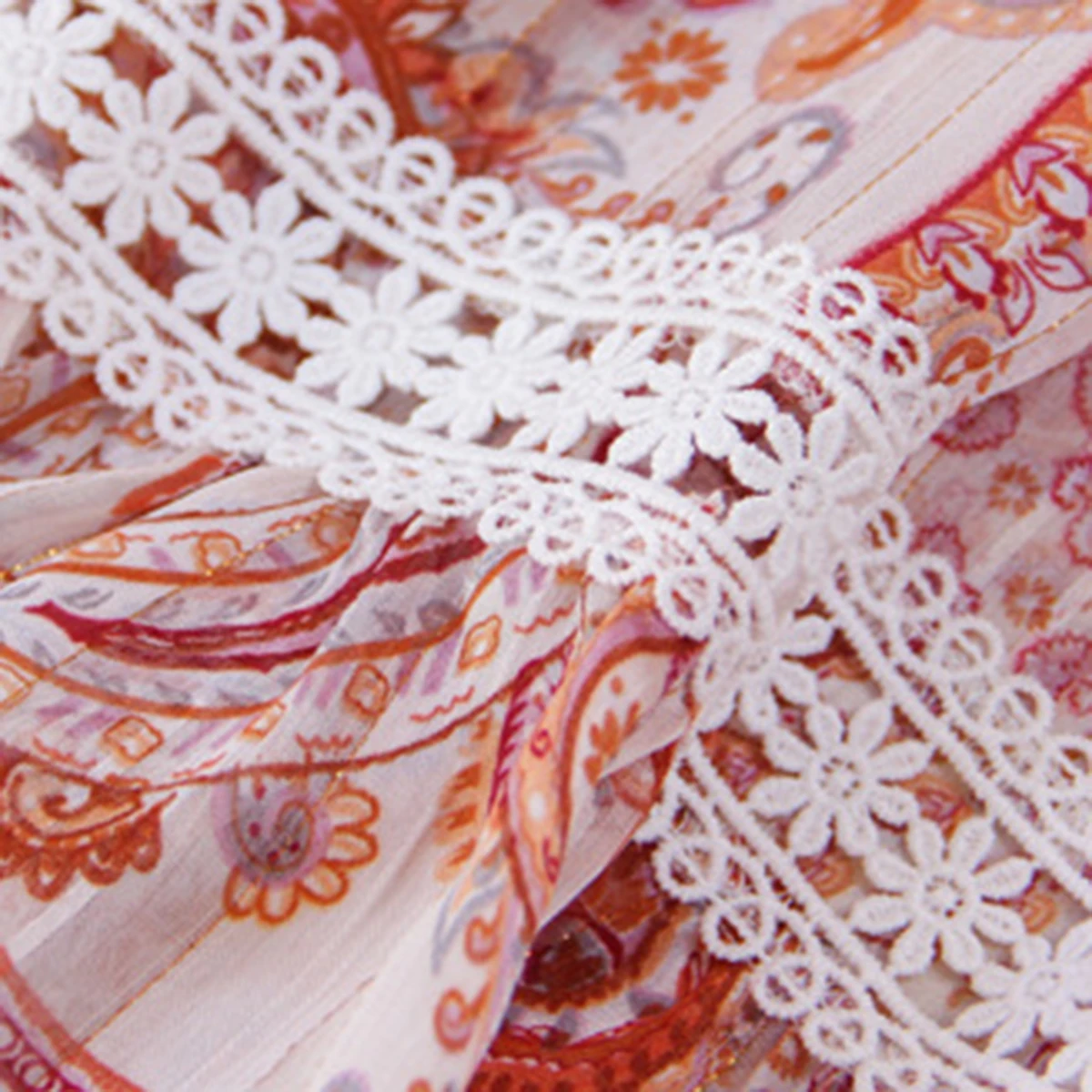 

Dresses Summer Big Swing 2 Piece Dress Women Vintage V Neck Hollow Out Patchwork Under Outer Holiday Print Chiffon Robe Ete 2020