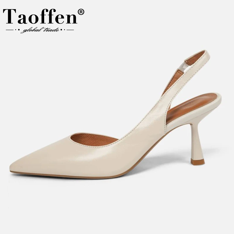 

Туфли женские TAOFFEN из натуральной кожи, на высоком каблуке, с острым носком, пикантные, свадебная обувь, Размеры 33-40