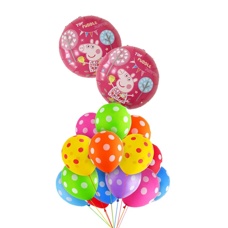 red peppa pig 11 шт. Свинка Пеппа фольги Воздушные шары в горошек шар детский душ шарики на день рождения подарок вечеринка по случаю Дня Рождения украшения Детские игрушки Свинка Пеппа Джордж - Цвет: red peppa pig