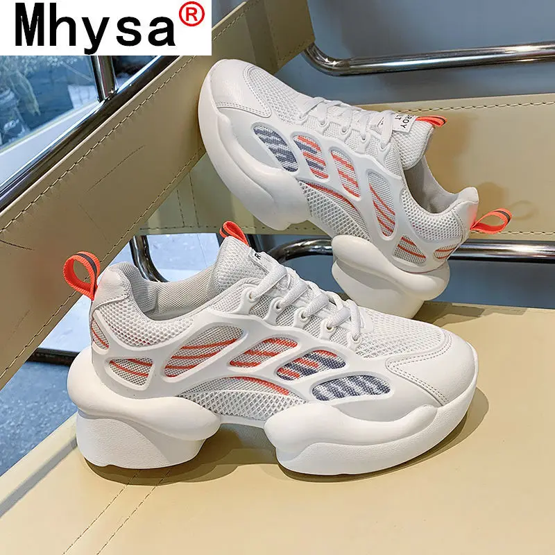 

2021 Fashion Women's Shoes Comfortable Lace-up Casual Shoes Women's Mesh Breathable Sneakers Spring New Walking Platform Shoes