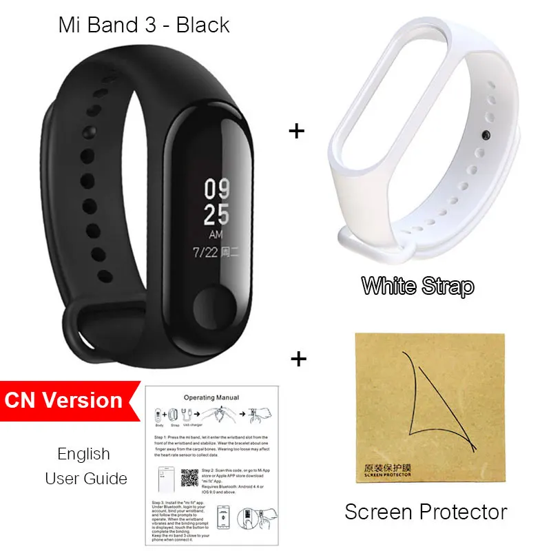 CN White Strap Смарт-браслет Xiaomi mi Band 3 с сенсорным экраном и сенсорной панелью, водонепроницаемый фитнес-трекер mi Band 3 с сенсорным экраном 0,78 дюйма - Цвет: CN White Strap