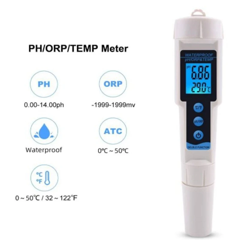 

ORP-3569 ORP Meter 3 in 1 PH ORP TEMP Tester with Backlight Multi-Parameter Digital Tri-Meter Water Quality Monitor