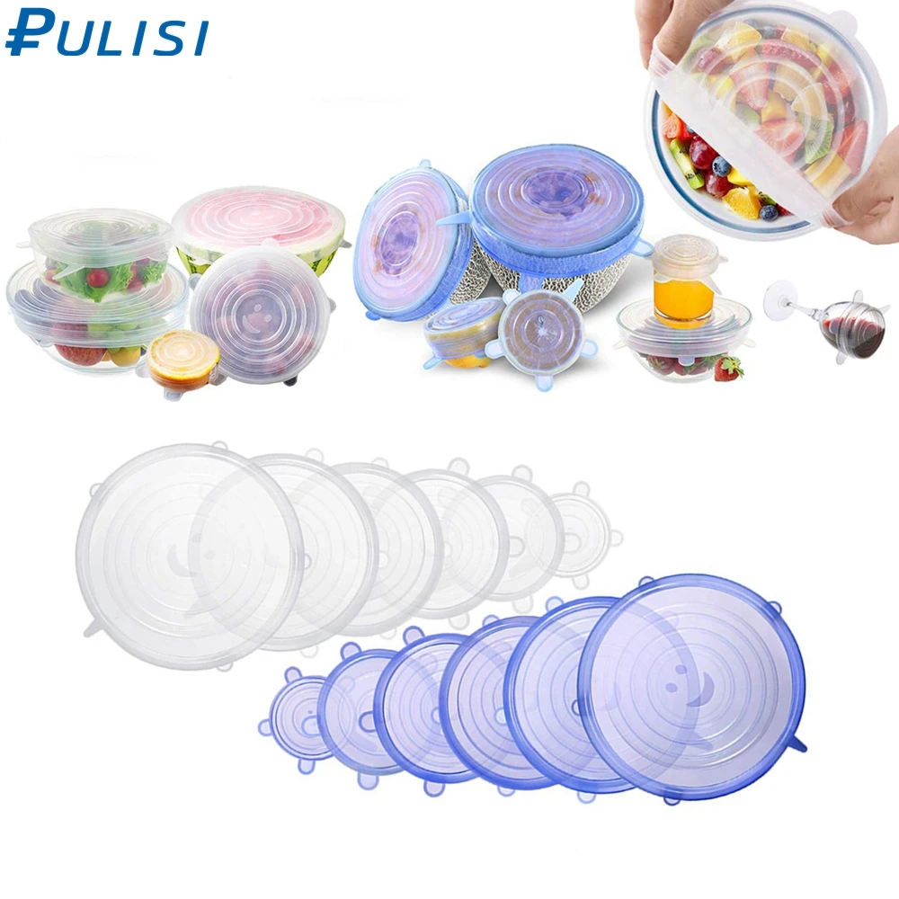 Многоразовые крышки из силикона 6 упаковок прочные Расширяемые отлично подходят