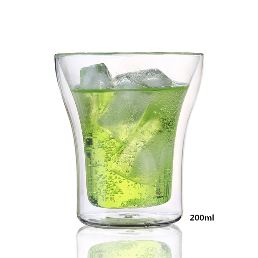 1 шт. 80 мл двойные стеклянные прозрачные термостойкие мини чашки для чая и